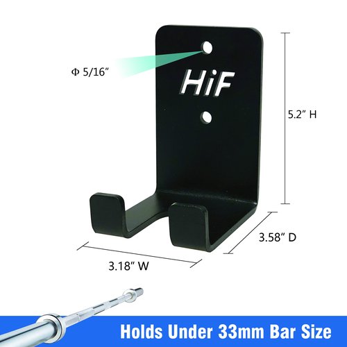HIFLAME Single Olympic Barbell Hanger,Garage Gym Bar Wall Rack,Vertical Barbell Mount Rack,Space Saving Commercial or Home Gym Accessory,Holds Under 33mm Bar Size.（Black）