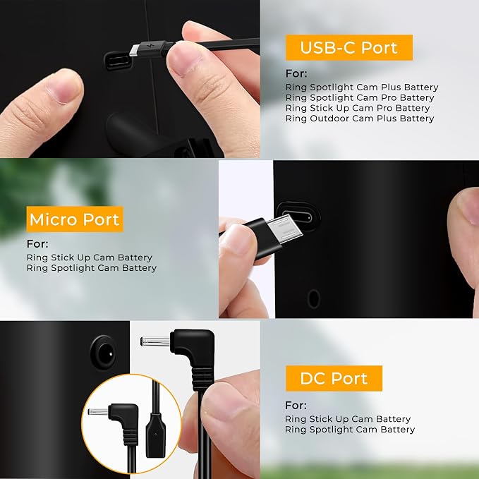 8W Solar Panel for Ring Camera, Spotlight Cam Battery, Includes Barrel Plug to