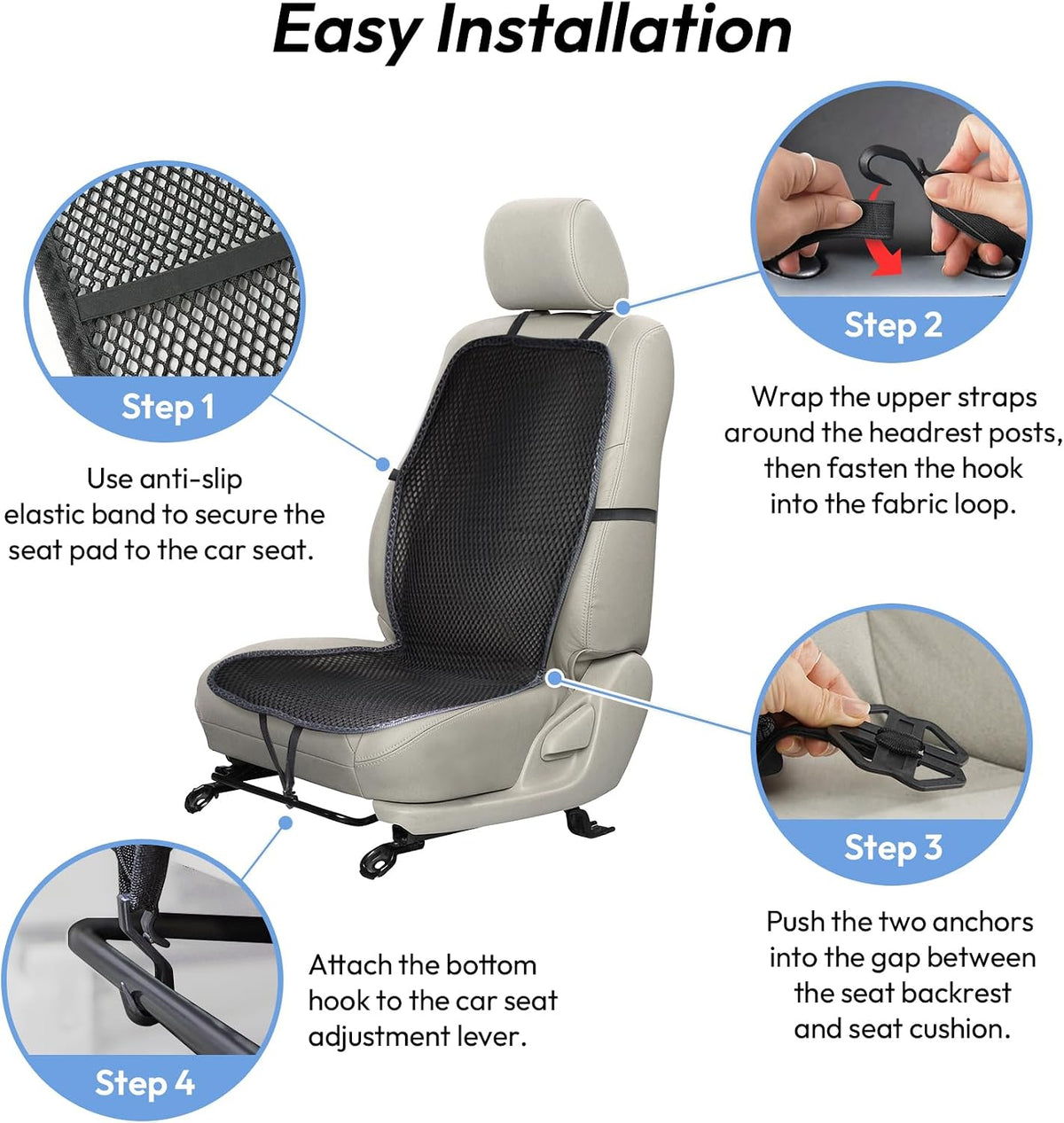 carrotez Cool & Breathable 3D Air Mesh Car Seat Cushion Pad 41" x 15" Black