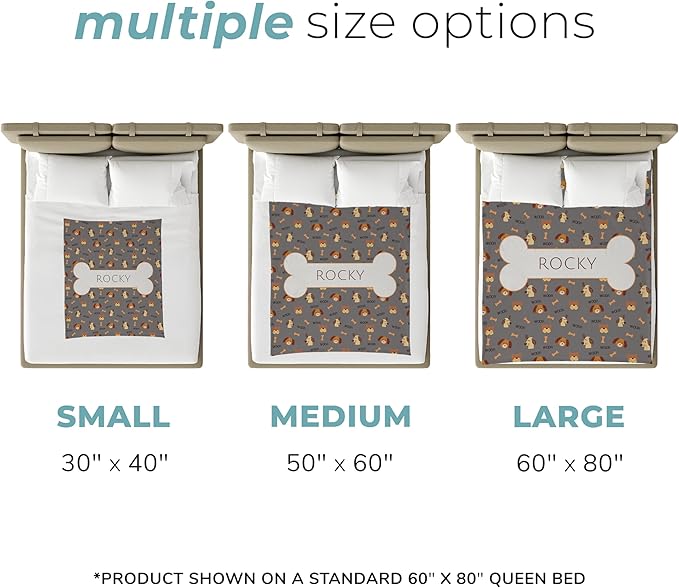 Prints Next Day – Custom 30" x 40" Plush Pet Lightweight Blanket with Name - Gift for Dog or Cat Owners - Personalized Couch Throw - Puppy Patterned - Printed in America