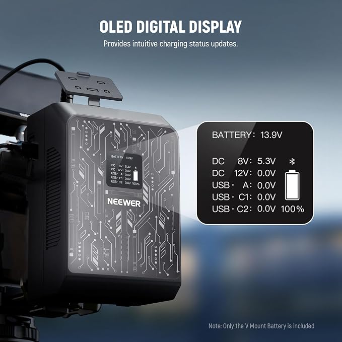 NEEWER Smart Mini V Mount Battery NEEWER APP Control, 6800mAh 99Wh 14.5V
