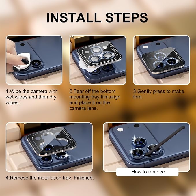 Misea Compatible for iPhone 17 Pro/iPhone 17 Pro Max Camera Lens Protector Bling