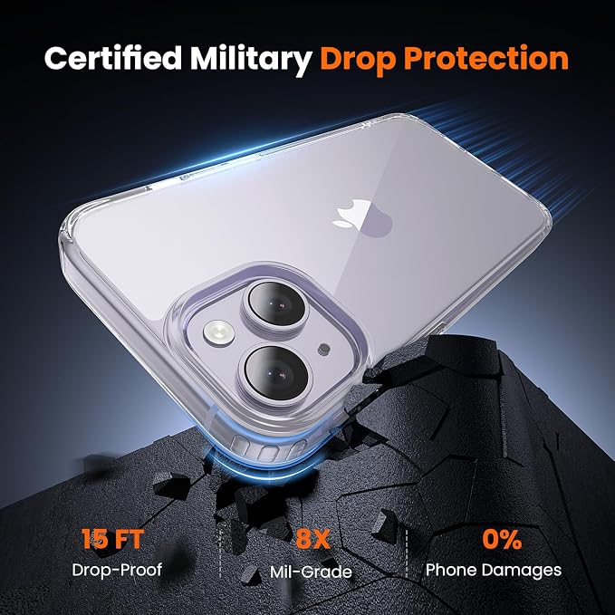 toushion 3 in 1 for iPhone 14 Case Clear, Screen Protector *1 & Camera Lens