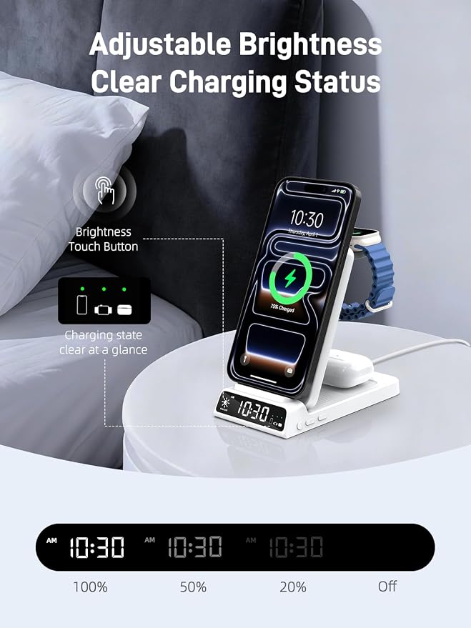3 in 1 Charging Station for Apple, ELECDOV Magnetic Charger for iPhone