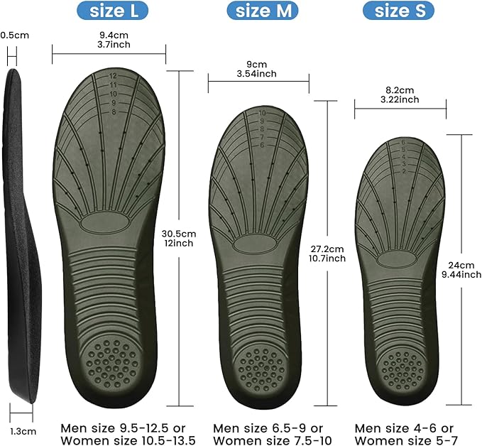 Shoe Insoles,Memory Foam Insoles Plantar Fasciitis Orthotics Shoe Inserts,Providing Excellent Shock Absorption for Feet Relief, Comfortable Insoles for Women Men Everyday Use,M [US M: 6.5-9/W: 7.5-10]