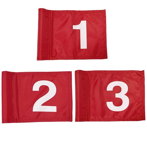 BTREEFLO 3PCS Numbered Golf Flag 8x6 Inch Upgraded Dual-Layer 420D Nylon Putting Green Golf Flags with Tube Inserted, Mini Practice Golf Target Flag for Yard Backyard Garden Outdoor Indoor