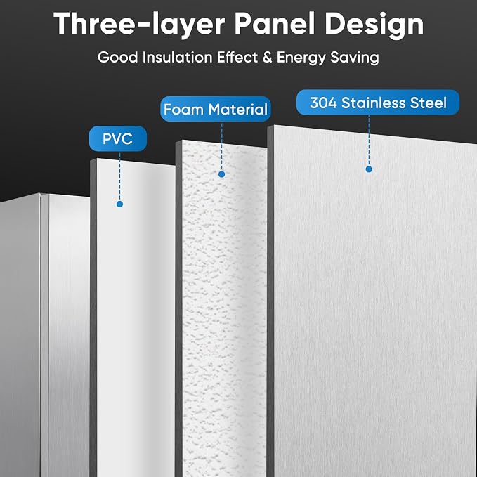 24 Inch Outdoor Beverage Refrigerator, Stainless Steel Outdoor Fridge 180 Can Under Counter Built-in/Freestanding, Waterproof, Fast Cooling, Low Noise - Outdoor Refrigerator for Home and Patio