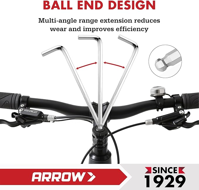ARROW 18PCS Allen Wrenches Sets with Ball End, SAE and Metric Hex Key Set, Cr-V Steel with Chamfered Edges, Laser Etched Size, 2-Pack Allen Key Kit for Bicycle, Furniture and Electrical Repair