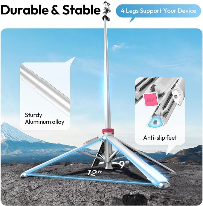 ULANZI MT-44B Phone Tripod, 360° Ball Head, Extendable Selfie Stick w Cold Shoe