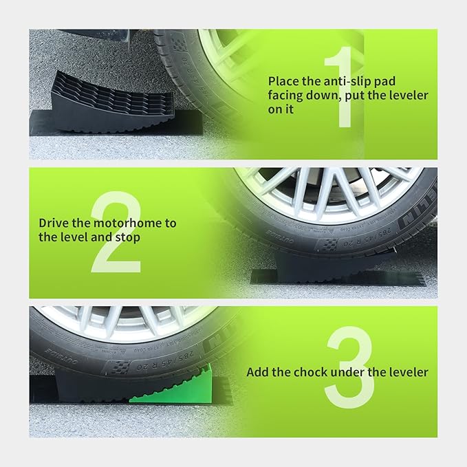 RVMATE RV Camper Wheel Chock & Camper Levelers 8-Piece Kit