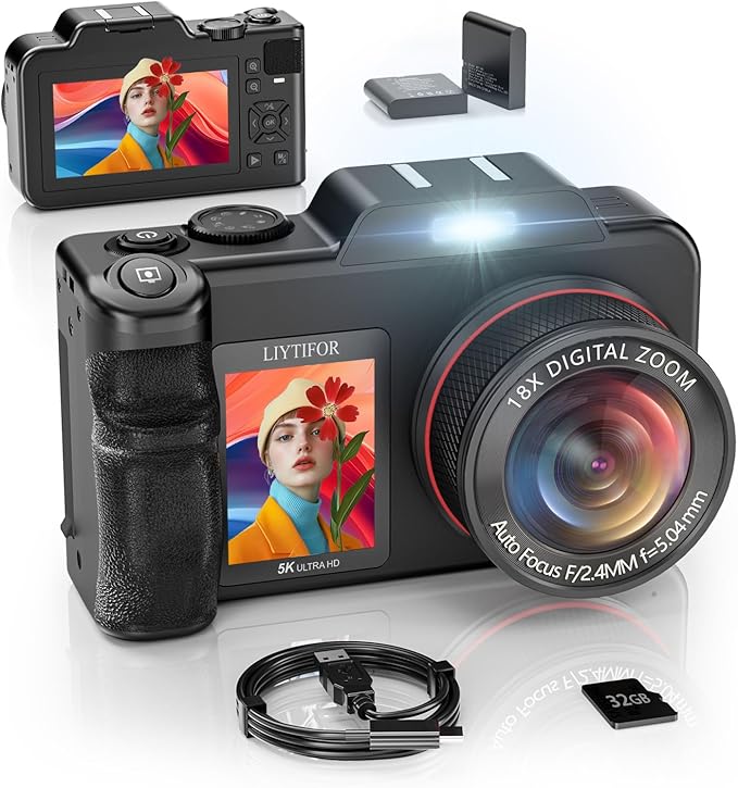 5K-Digital-Cameras for Photography: 2026 Upgrade 80MP 3.5"+2" Dual Screen for