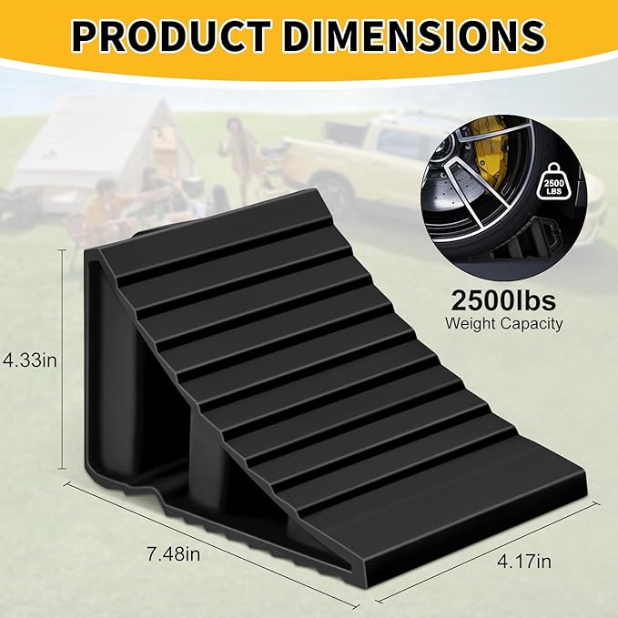 4-Pack Hard Plastic RV Wheel Chocks with Handles for Easy Removal & Durable and Non-Slip, Suitable for Tire Chock on Ramps, Workshops and Uneven Ground