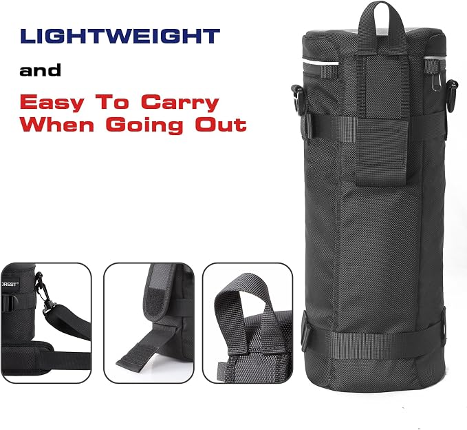 Camera Lens Case Bag for Photographyers, Zipper Waterproof Lens Protective