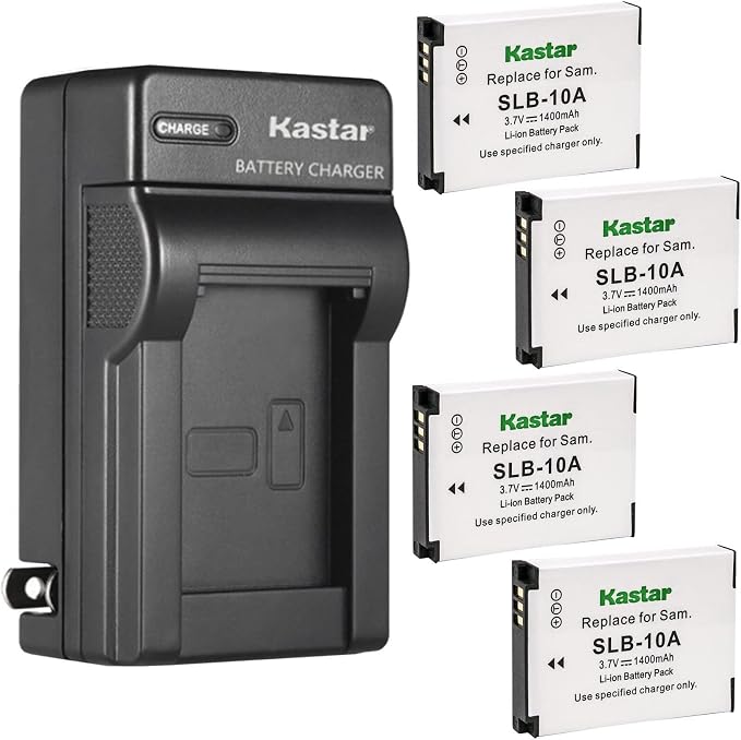 Kastar 4-Pack SLB-10A Battery and AC Wall Charger Replacement