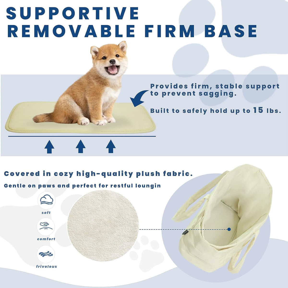 Lightweight Puffy Dog Purse Carrier for Small Dogs, Beige