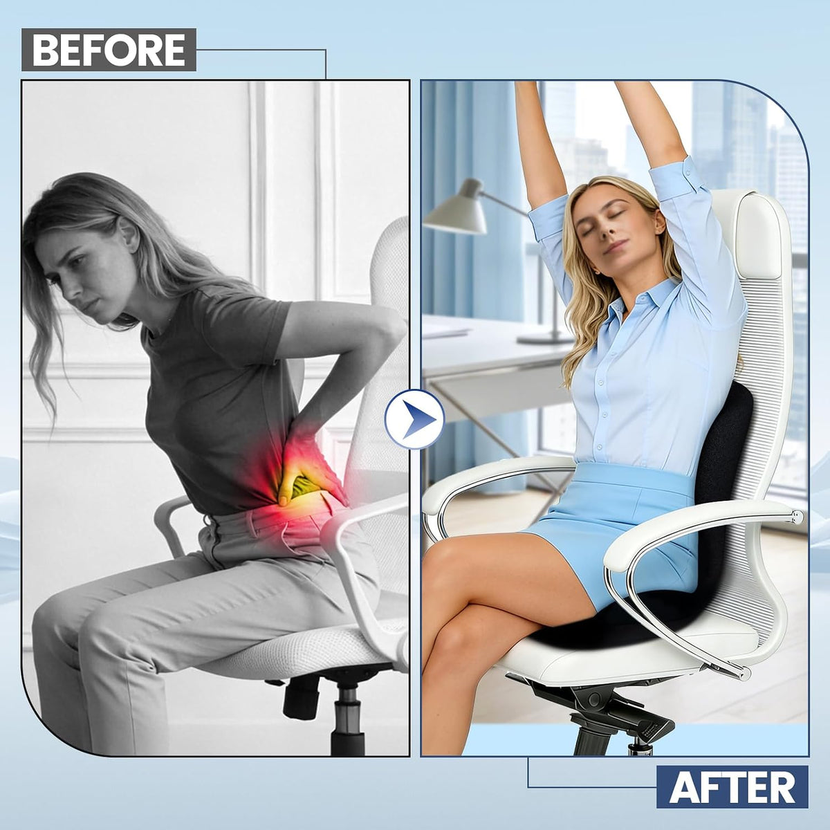 Truck Driver Seat Cushion, Memory Foam Cushion for Office Chairs
