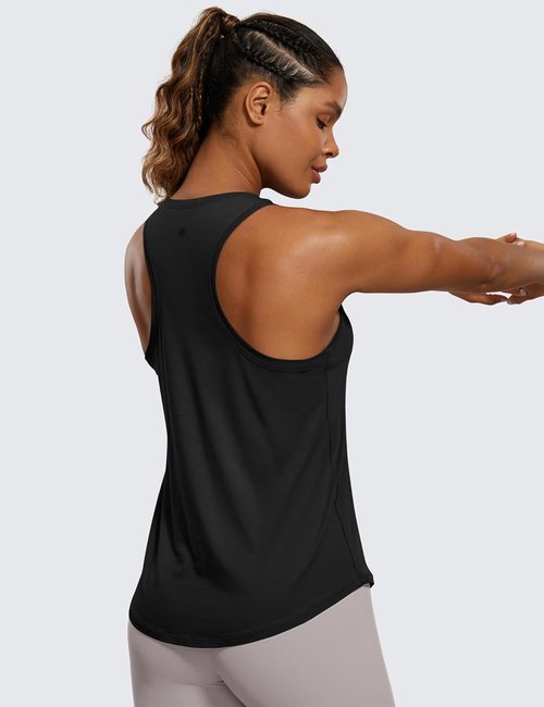 CRZ YOGA Pima Cotton Racerback Tank Tops for Women - Soft, Casual Sleeveless Workout Shirts