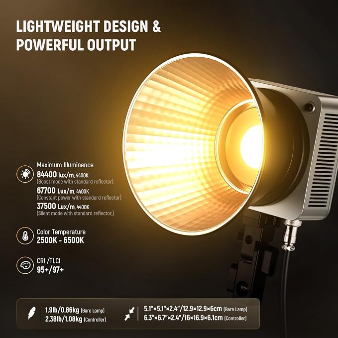 NEEWER HS200B Portable LED Video Light APP/2.4G/DMX Control, 280W 84400lx/1m Bi
