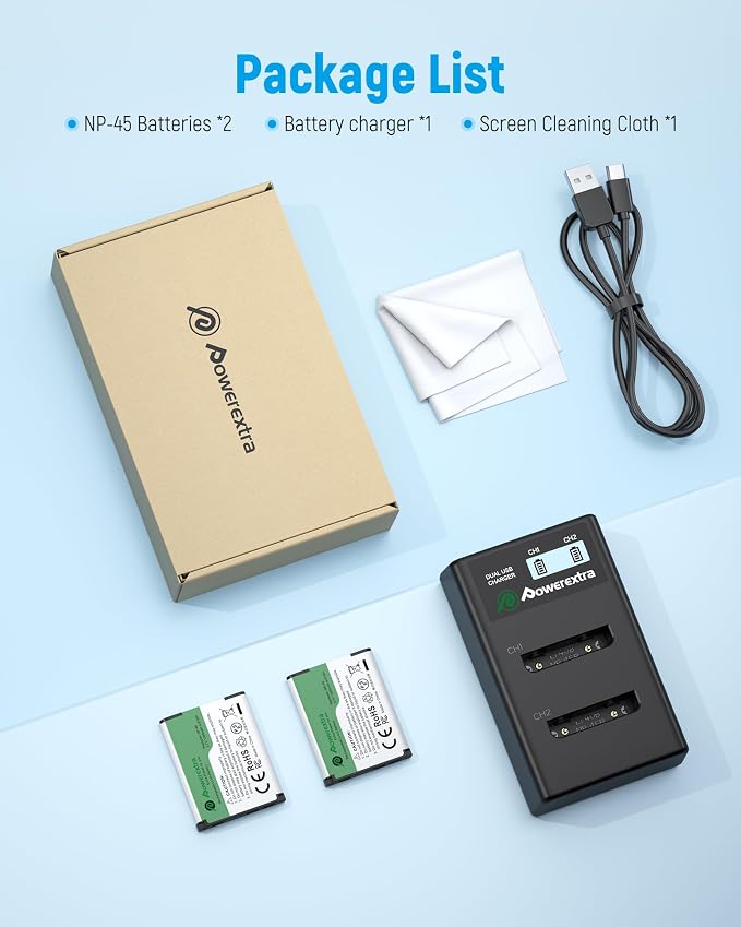 NP-45 NP-45A NP-45B NP-45S Battery 1300mAh*2 & Dual Charger Compatible