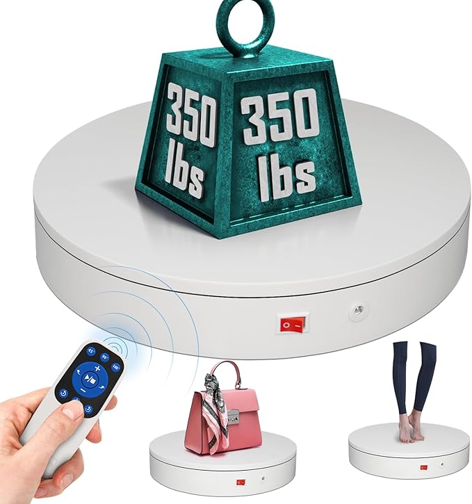 12.6Inch/350lbs Capacity Large Rotating Platform, Remote Rotating Display Stand
