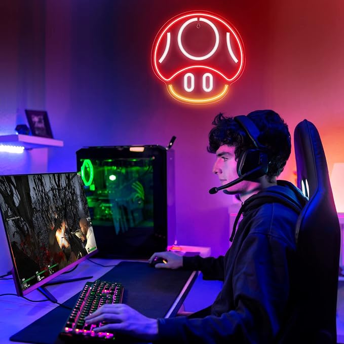 Kavaas Gaming Neon Sign, Mushroom Neon Sign
