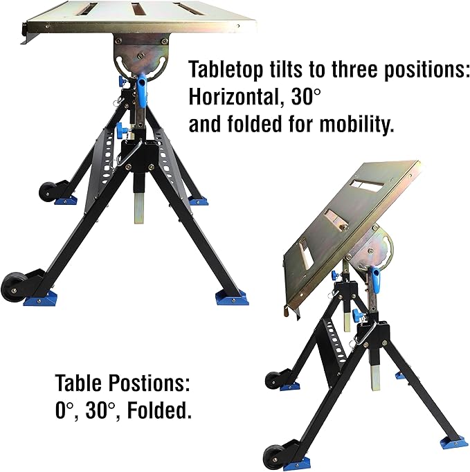 Olympia Tools Adjustable Welding Table with Wheels Portable Steel Stand Workbench 30 in. x 20 in.