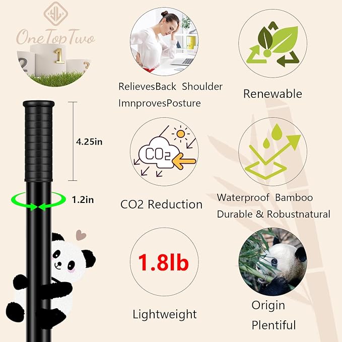 5ft Yoga Stick from Natural Bamboo with Non-Slip Handle-Stretching Stick for Mobility, Flexibility,Exercise,Workout, Physical Therapy,Pilates,Balance Fitness-Access Online Video Guide Without Any Info