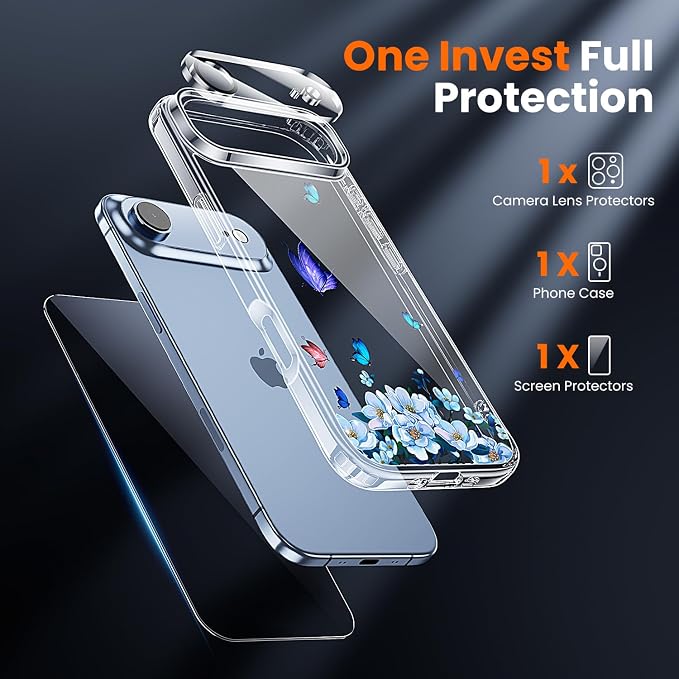 toushion 3 in 1 for iPhone Air Case Clear Printed Design | Yellowing-Resistant