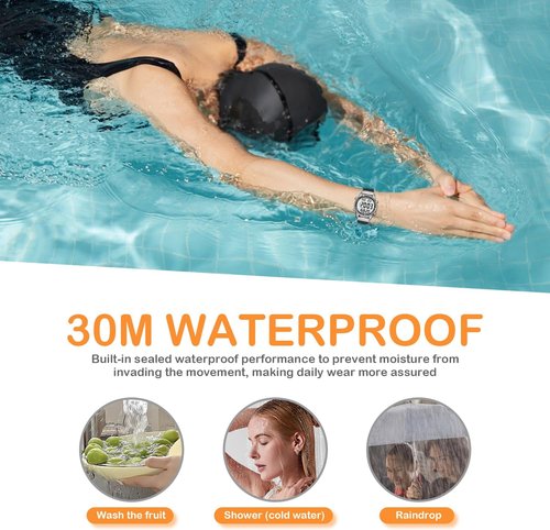 Hearkent Pedometer Watch for Women - 30M Waterproof Step Counter with EL Backlight & Stopwatch