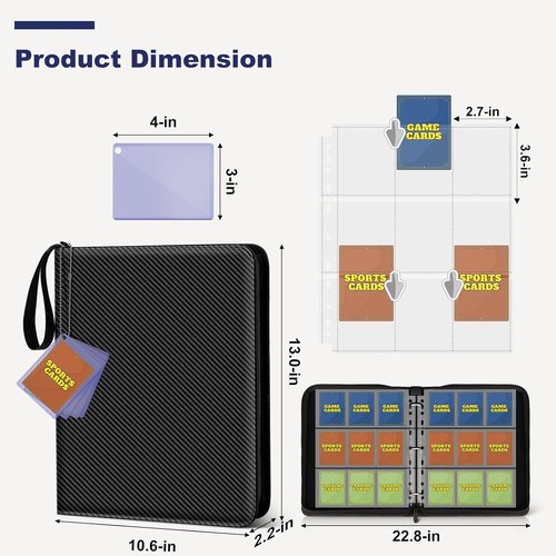 Mlikero Card Binder - 9 Pocket Trading Card Album with 720 Double-Sided Pockets | Ideal for MTG, TCG & Sports Cards (Pack of 2)