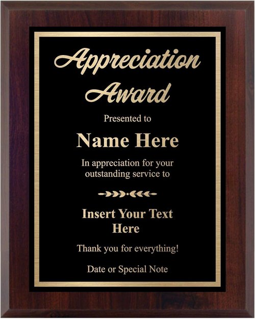 Custom Plaque Award - Personalized Engraved Recognition - Choose Your Size (6x8) | Perfect for Appreciation
