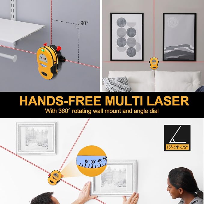 PREXISO Multi Surface Laser Level LED Light Vial, 30Ft Horizontal & Vertical