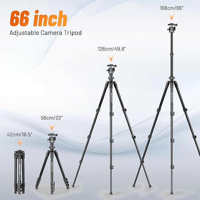 JOILCAN 66" Camera Tripod, Lightweight Travel Tripod