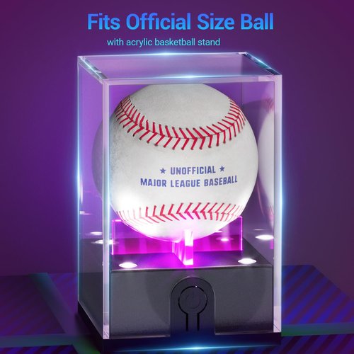 Leshein Baseball Display Case - LED Lighted Acrylic Holder for Memorabilia | UV Protected Clear Design