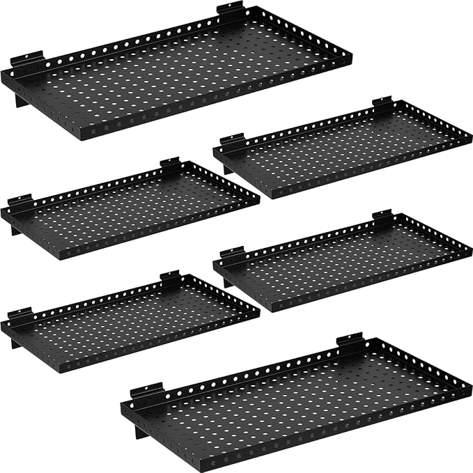Heavy Duty Slatwall Shelf 24x12Inch, Steel Slatwall Accessories Storage Rack for Garage, Retail, Workshop (6, 24x12Inch)