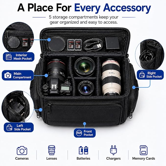 eCostConnection Extra Large Camera Bag Fully Padded Gadget Case