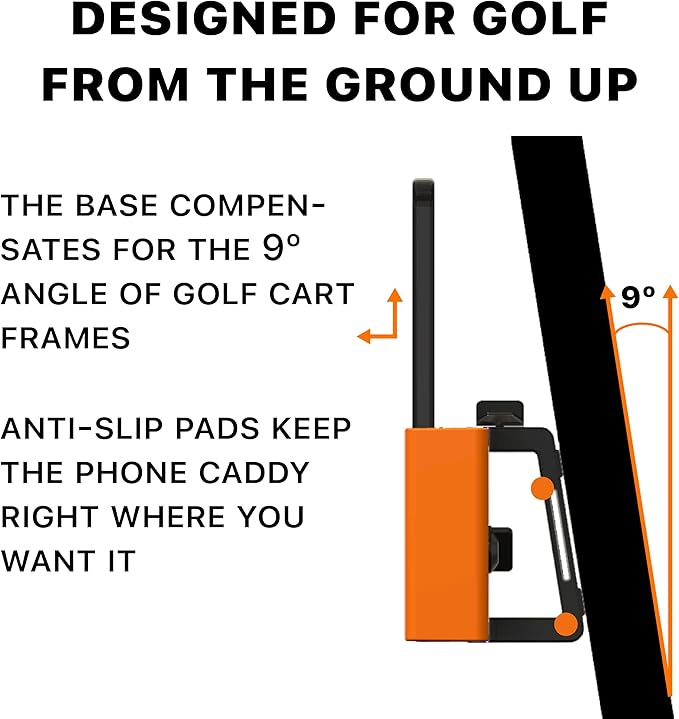 DESERT FOX GOLF Phone Caddy – Adjustable Golf Cart Phone Holder with Secure Strap for Hands-Free GPS & Golf Apps – Universal Fit