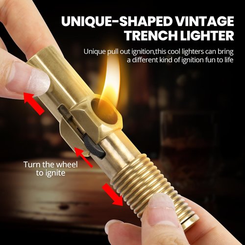 CHOICEDC Vintage Trench Lighter, Cool Lighters, Novelty Copper Pipe Lighter Fluid Refillable, Unique Kerosene Lighters with Screw Design, Creative Gifts for Men Dad Husband Collection