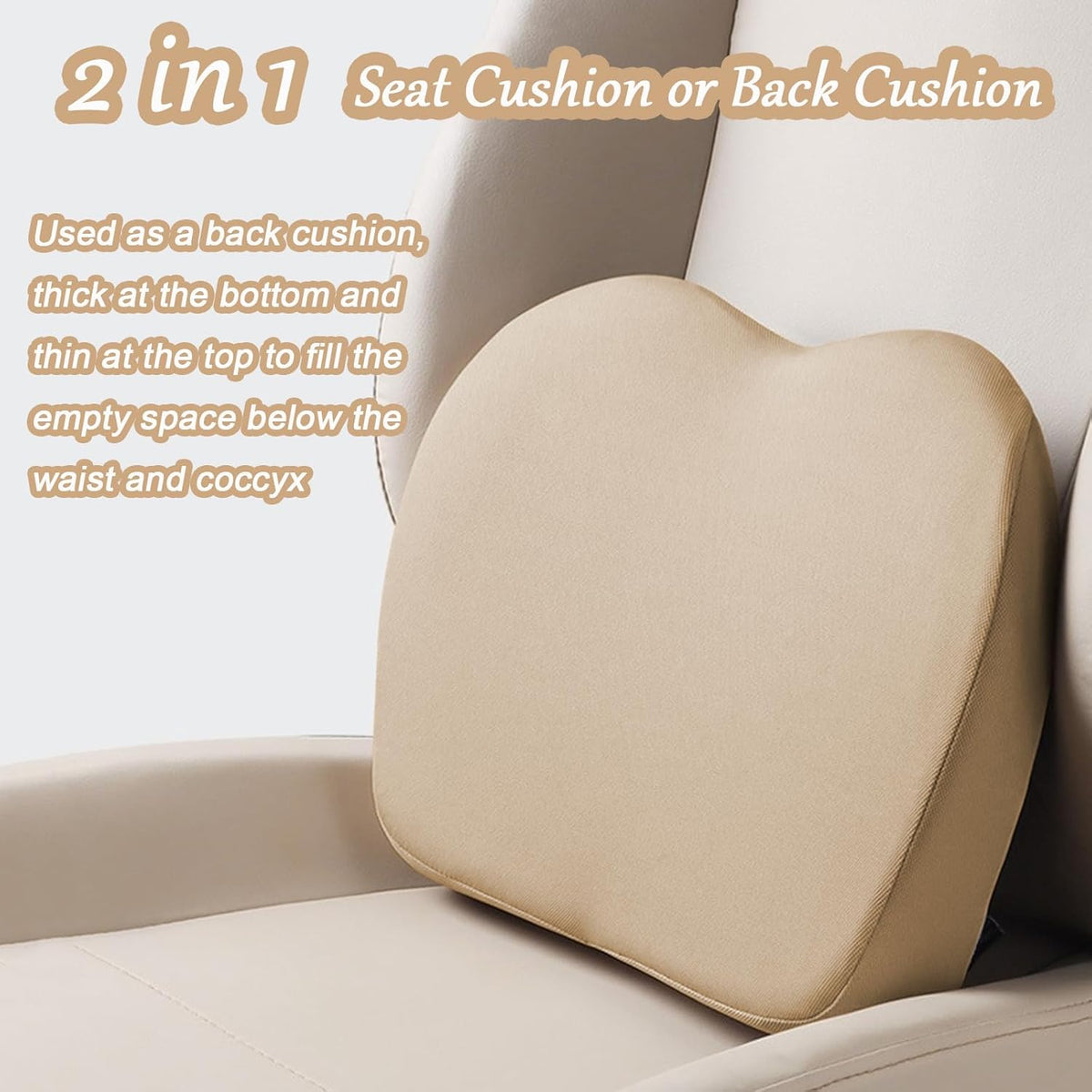 2 in 1 Wedge Car Cushions or Lumbar Support for Driving - 3.5 Inches Soft Memory Foam Driver Seat Cushion for Car Truck - Comfort Coccyx Cushion for Tailbone & Back Pain Relief, Gray