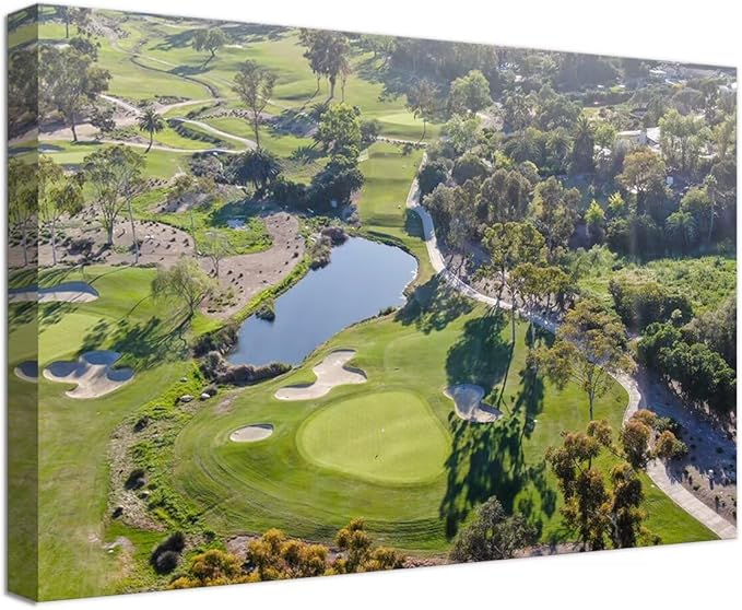 San Diego California Golf Course Wall Art for Living Room Bedroom Bathroom Home Decorations San Diego Golf Course Picture Poster Framed Artwork Canvas Prints Ready to Hang(12''H x 16''W)