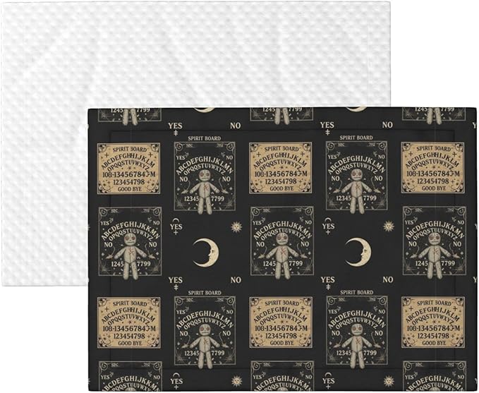 Two Sided Pet Cuddler Blanket for Anxiety Calming, Spirit Board with A Voodoo Doll Occultism Set, Reversible Plush Design with Bubble Dot Pattern Provides Familiar Surface Anywhere