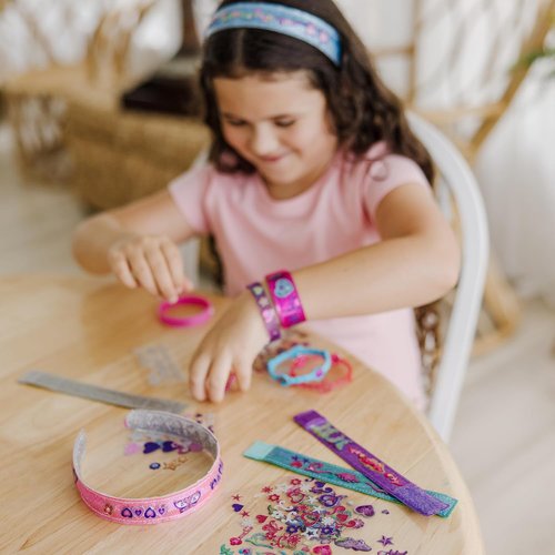 Melissa & Doug Design-Your-Own Bracelets - 100+ Sparkle Gems & Glitter Stickers | Kids Jewelry Craft for Ages 4+