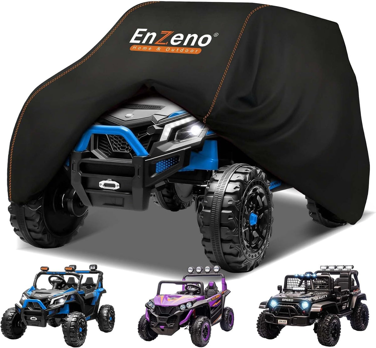 Enzeno Kids Ride-On Toy Car Cover,Power Wheels Cover Waterproof,Outdoor Toy Car Cover for Power Wheels Jeep & Toddler Electric Vehicles,All-Weather Protection,Universal Kid Ride-on Accessories