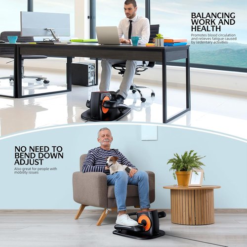 DUREXO Under Desk Elliptical - Portable Electric Leg Exerciser for Seniors | 12 Adjustable Speeds, Remote Control