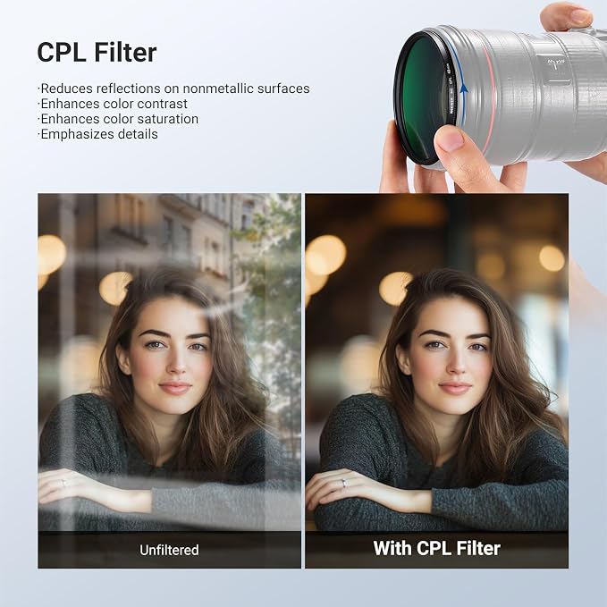 NEEWER 49mm Variable ND + CPL + UV Filter Kit