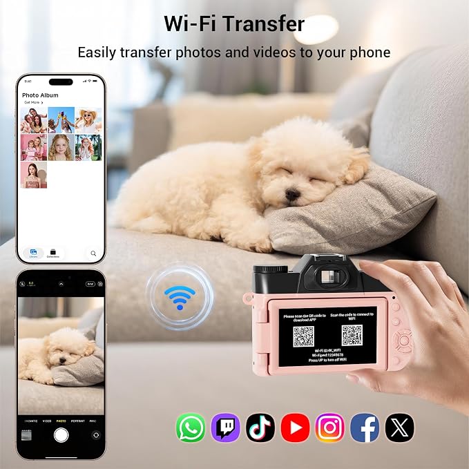 4K Digital Camera for Photography, 75MP WiFi Vlogging Camera for YouTube