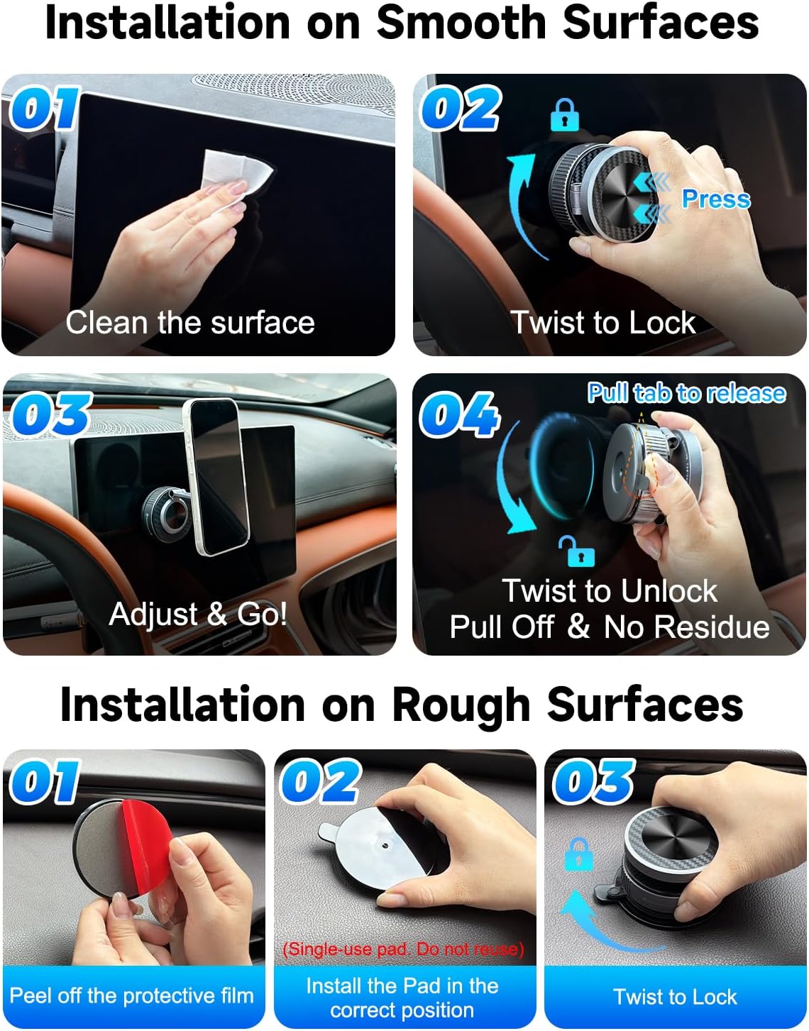 for Magsafe Car Mount Charger, 15W Fast Charging Magnetic Wireless Car Charger [120LBS Ultra Suction Cup & 3800gf Magnet] 780° Dashboard Vacuum Magnetic Phone Holder Car Bracket for iPhone & Android