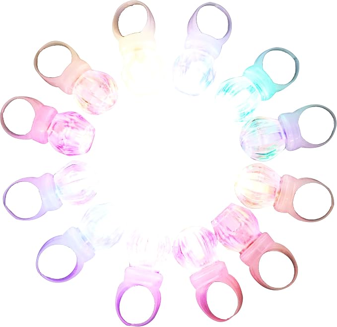LED Light up Rings, Colorful Led Bumpy Plastic Diamond Rings Toys