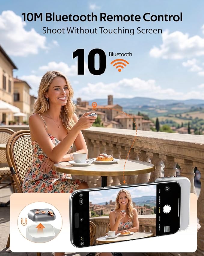 Magnetic Phone Camera Grip, Phone Selfie Grip + Selfie Light