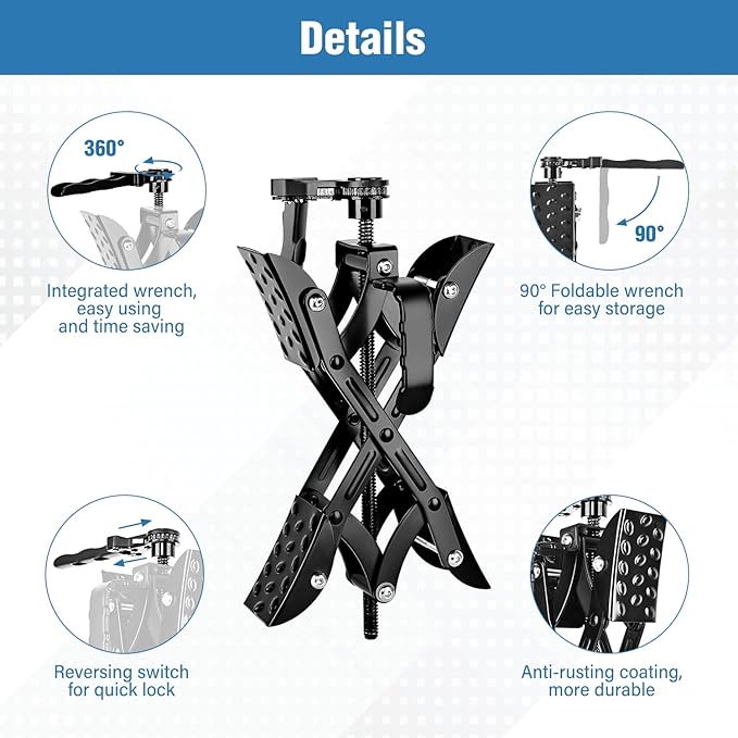 Yesker RV Wheel Chock with Built-in Wrench, Heavy Duty Wheel Chocks for Travel Trailers, X Chocks Wheel Stabilizer for Travel Trailers and Camper, Fits for Tire Spacing 3” to 10”